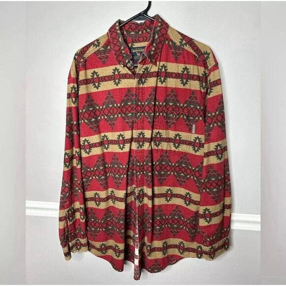 Vintage Woolrich Aztec Flannel Chamois Shirt Men’s size Large All over Print - Picture 1 of 6